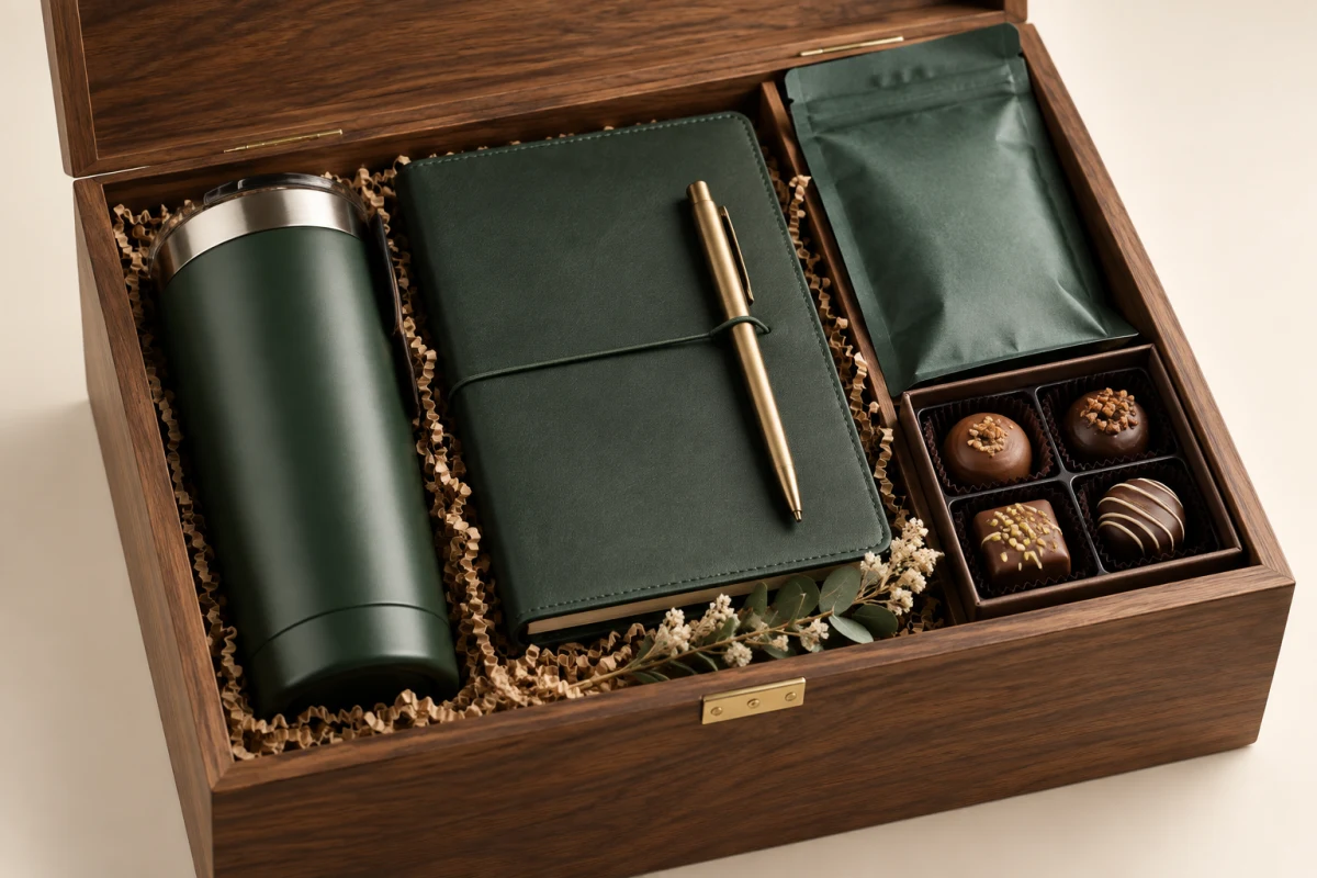 Caja de regalos corporativos en primer plano