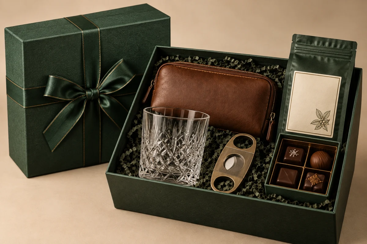 Caja de regalos para él en primer plano